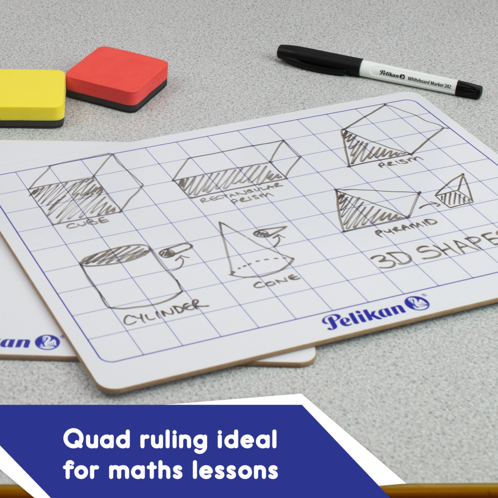 Pelikan Mini Rigid Whiteboards Quad/Plain - Pack of 10