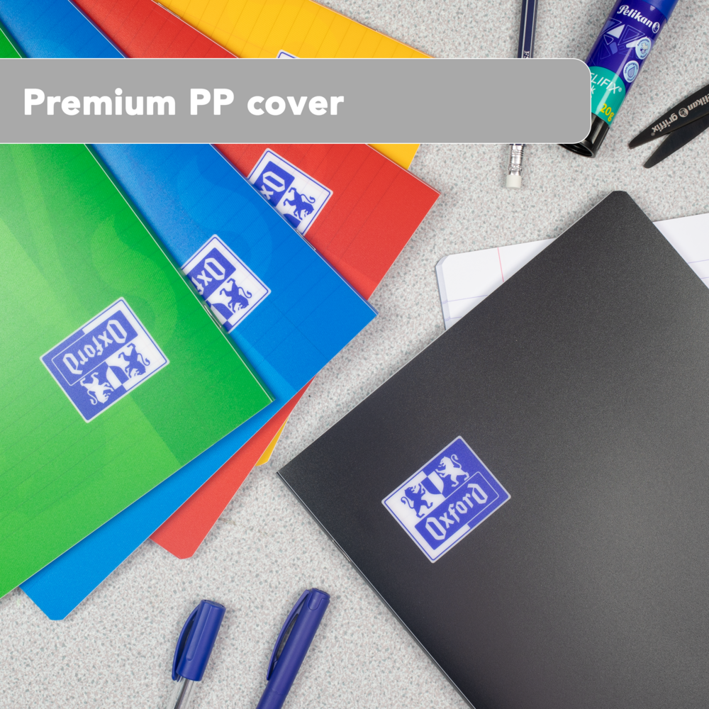 Oxford PP Cover A4 Exercise Book, 8mm Ruled & Margin, 96 Pages