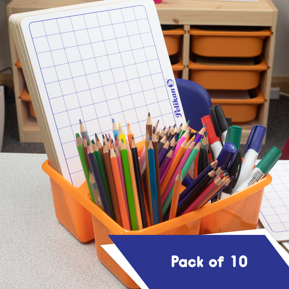 Pelikan Mini Rigid Whiteboards Quad/Plain - Pack of 10