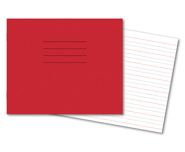 160mm x 200mm 6/21mm Ruled 40 Page Red Handwriting Book - Exercise Books