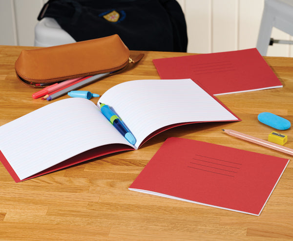 160mm x 200mm 6/21mm Ruled 40 Page Red Handwriting Book - Pack 100 ...
